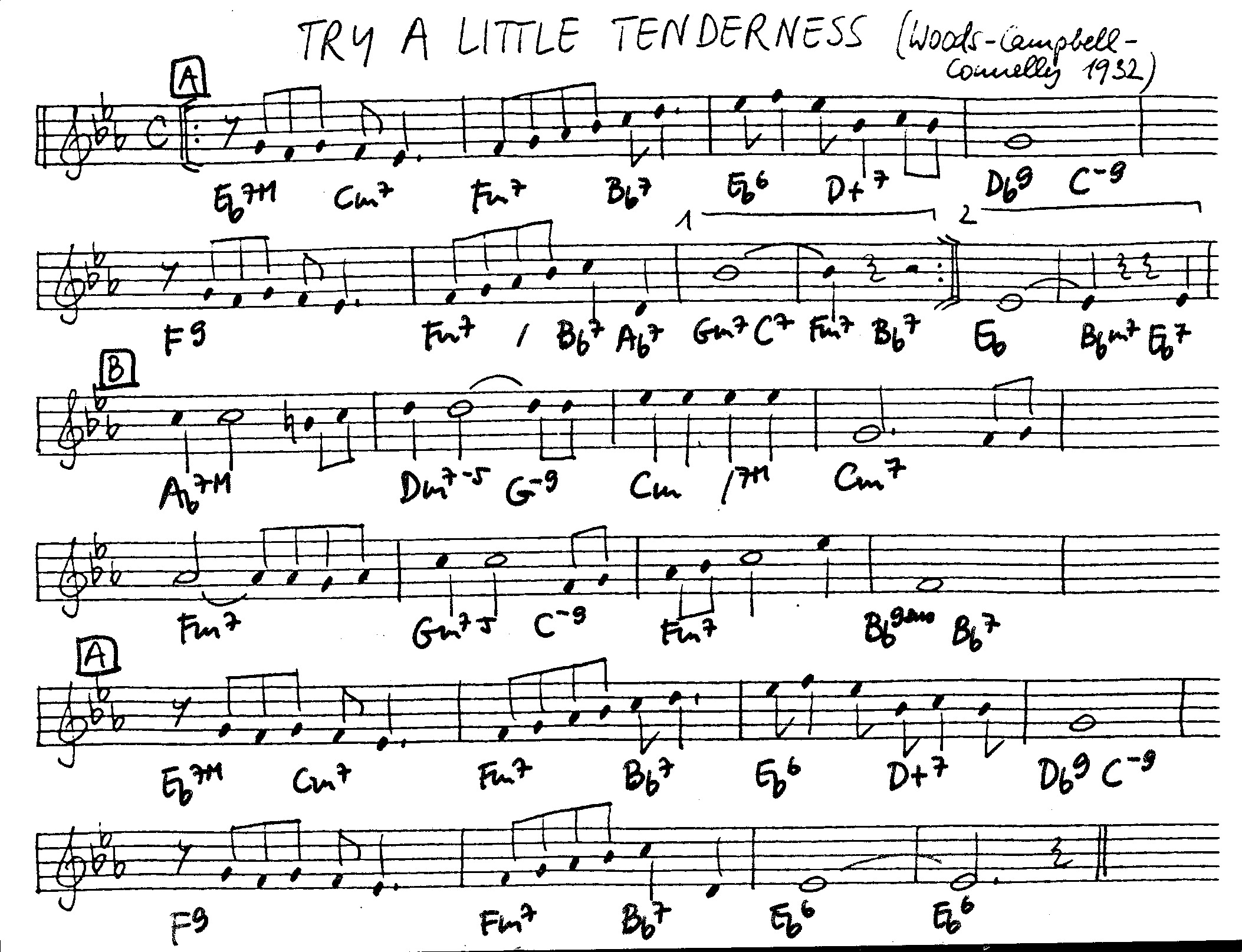 try a little tenderness leadsheet – book us for your next 20s or gatsby event